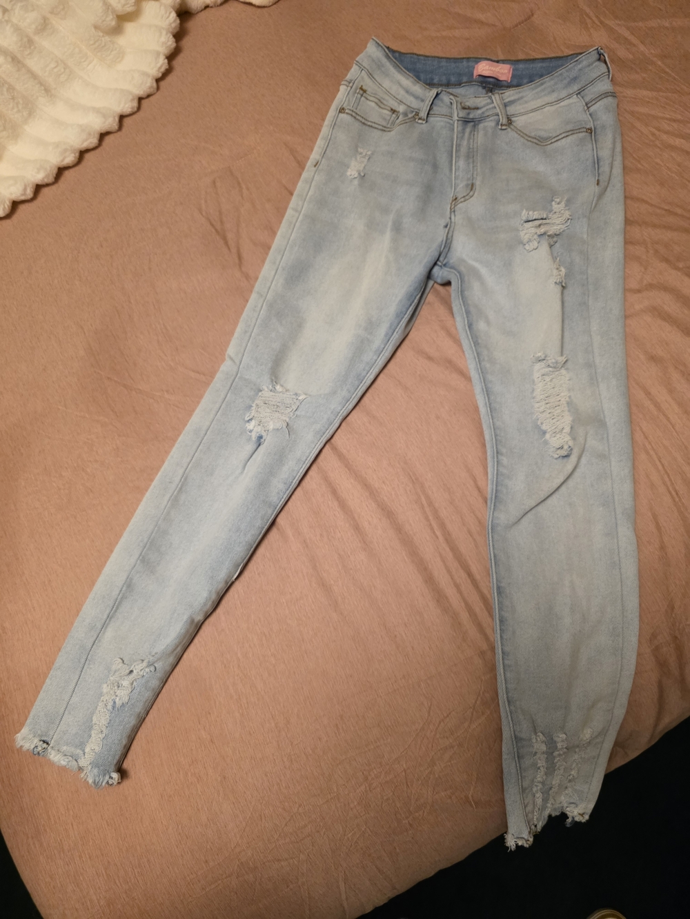 BAMBOO Light Wash Distressed Skinny Jeans